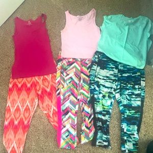 (Set of 6) medium 3 workout pants & 3 medium shirts